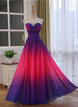 Picture of Pretty Sweetheart Gradient Beaded Prom Dresses, A-line Long Prom Dresses